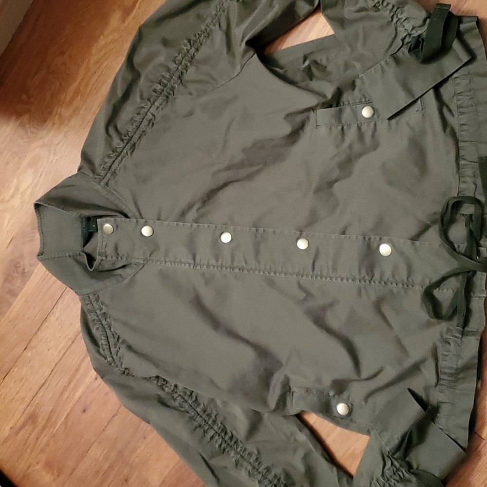 NWOT J Crew Women's Field Jacket Ruched-Sleeve Army Fatigue Green  S